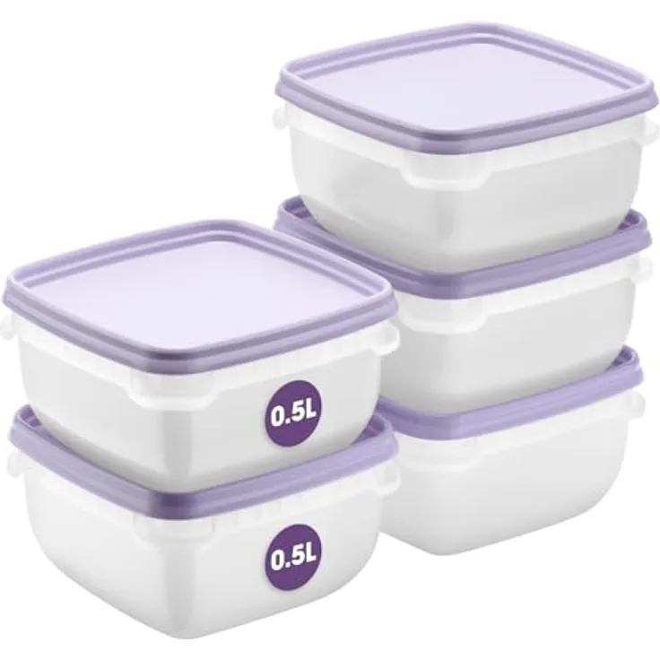 SmartStore Frischhaltedosen 0.5L 5er Set, BPA-freie Kühlschrank- und Gefrierboxen, mikrowellengeeignet, stapelbar und spülmaschinenfest