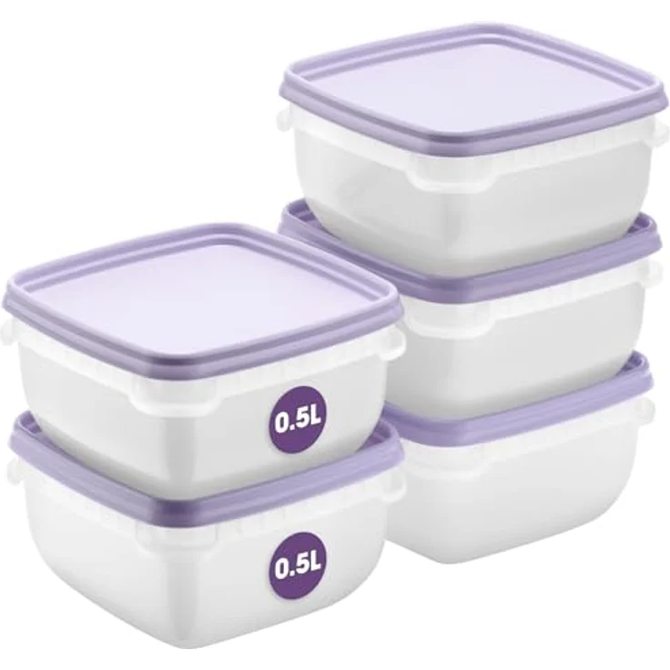 SmartStore Frischhaltedosen 0.5L 5er Set, BPA-freie Kühlschrank- und Gefrierboxen, mikrowellengeeignet, stapelbar und spülmaschinenfest – Bild 1