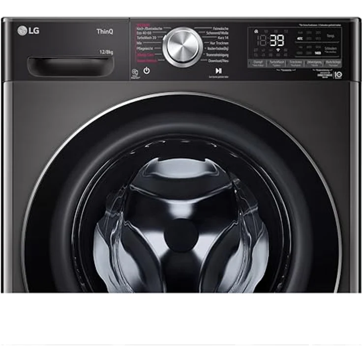LG V9WD128H2B, Waschtrockner 12-8 kg, 1360 U/min, AI Direct Drive, Schnellwaschgang in 39 Min., mit Dampf, Black Stainless Steel – Bild 4