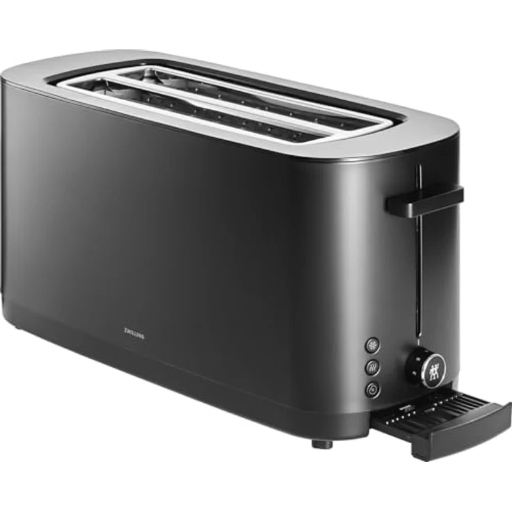 Zwilling ENFINIGY Toaster mit 3 Automatikprogrammen, 7 Bräunungsgraden und Abschaltfunktion, Langschlitztoaster für 4 kurze oder 2 lange Scheiben, mit Brötchenaufsatz, Schwarz – Bild 2