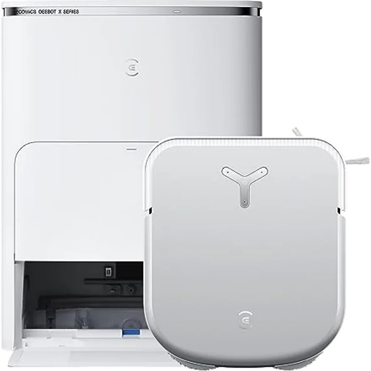ECOVACS DEEBOT X2 Omni Saug- und Wischroboter mit All-in-One Omni Station, 8.000 Pa Saugkraft, schlankes & eckiges Design, 15mm Mopp-Hebesystem, Heißwasser-Moppreinigung, KI-gestützte Navigation, YIKO – Bild 1