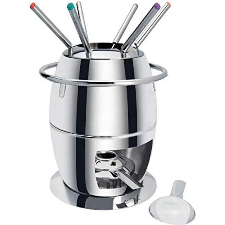 Spring 2698326014 Gstaad Fondue-Garnitur, Edelstahl, silber, 28 x 28,6 x 31 cm