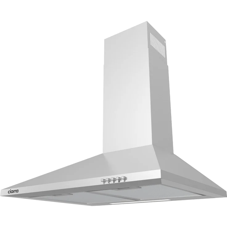 CIARRA CAS6201A Dunstabzugshaube 60 cm, Edelstahl, 370 m³/h, Wandhaube mit Umluft- und Abluftbetrieb, LED-Beleuchtung, 3 Leistungsstufen
