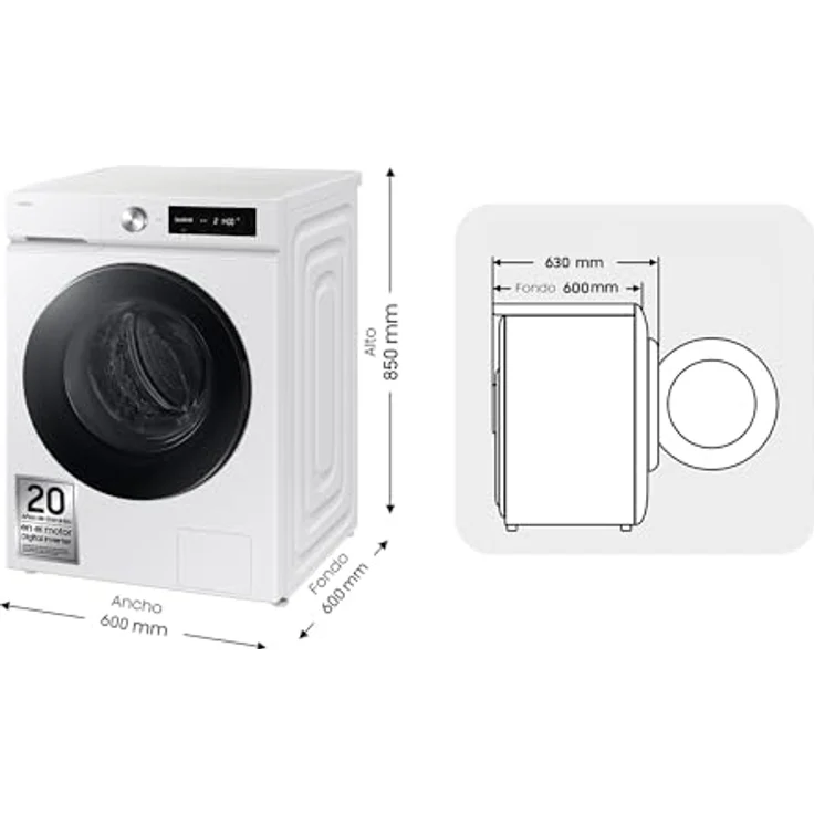 Samsung WW90DB7U94GEU3 AI EcoBubble Waschmaschine, 11 kg, Energieeffizienz A-20%, Super Speed 39, Dampf, Weiß – Bild 4