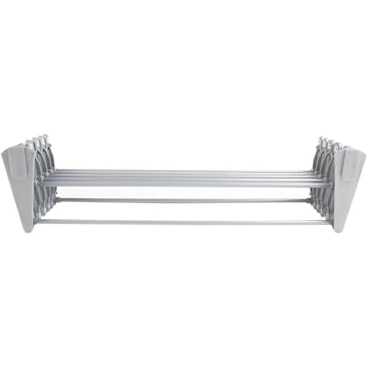 ABJ Wandwäschetrockner Teleskop Wäschetrockner für die Wand Akkordeon Trockenständer Wandmontage (Silber, 50cm) - Geräumiger Ausziehbarer Wandwäschetrockner, sehr stabil und robust, ideal für Innen und Außen geeignet – Bild 2