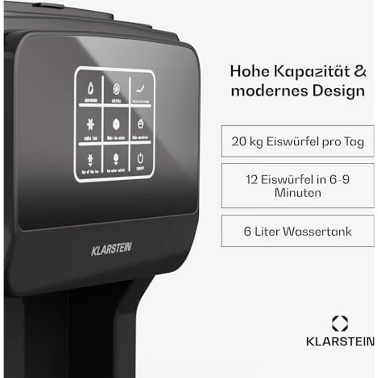 Klarstein ArcticBlend 3in1 IceMaker, Eiswürfelbereiter mit 6 L Wassertank und 20 kg Eis pro Tag – Bild 2