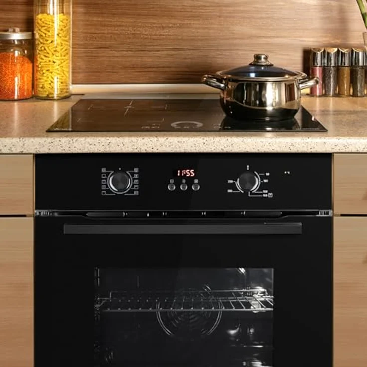 KKT KOLBE Autarkes Herdset, 60cm Einbaubackofen BO8005FB und 59cm Induktionskochfeld IH85901FZ, Full-Black-Design, Flexzone, Grill, Automatik-Timer, Wärmeschutzverglasung, Kindersicherung – Bild 3