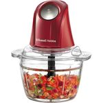Russell Hobbs Desire Mini Zerkleinerer, elektrisch mit 500ml Glasbehälter, 2-flügeligem Edelstahlmesser, 350W Leistung, rot