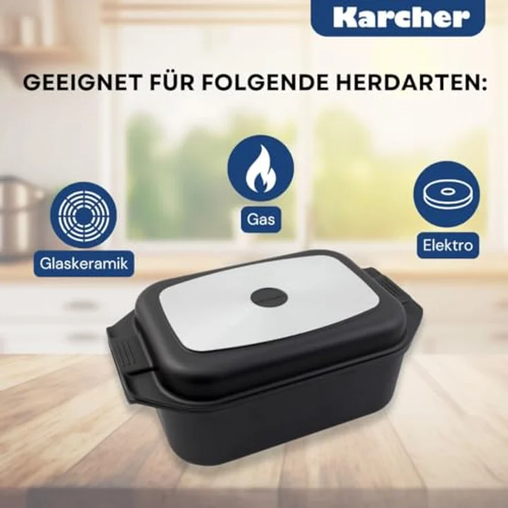 Karcher Bräter 2in1 (Aluguss, 8,7 Liter, inkl. Deckel und Topfhandschuhen) schwarz – Bild 5