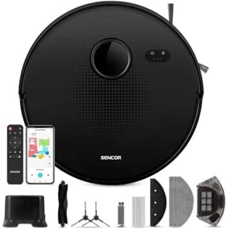 SENCOR SRV 9020BK 2-in-1 Saugroboter mit Wischfunktion, 3000 Pa, LiDAR-Navigation, 130 Min. Laufzeit, schwarz