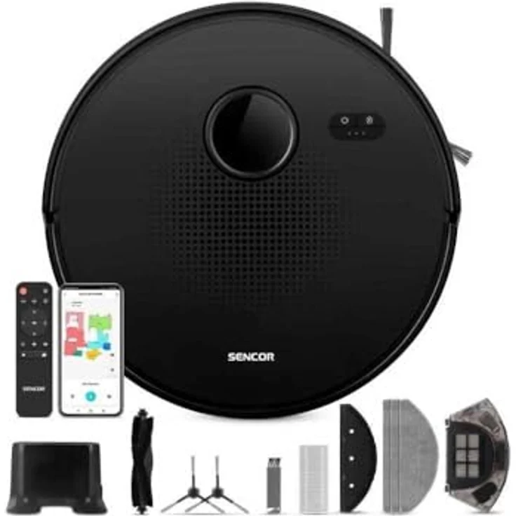 SENCOR SRV 9020BK 2-in-1 Saugroboter mit Wischfunktion, 3000 Pa, LiDAR-Navigation, 130 Min. Laufzeit, schwarz – Bild 1