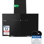 KKT KOLBE TRIO8025S Dunstabzugshaube 80cm, Umluft/Abluft, 782cbm/h, kopffrei, Schwarz, Glas, Gestensteuerung, SensorTouch, LED-Beleuchtung, Energieeffizienz A+++