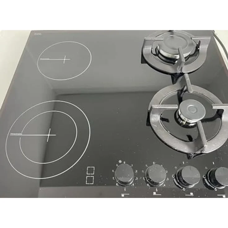 Gasline GB850-FIB + GAE60HY, Gas Einbauherdset 60cm Hybrid mit 69L Umluft-Backofen, 2 Gasbrenner und 2 Elektro-Kochzonen auf schwarzer Glaskeramik – Bild 4