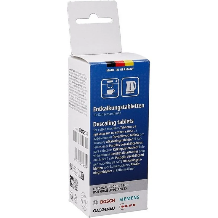 SIEMENS TZ60002 Entkalkungstabletten für Kaffeemaschinen, Wasserkocher und Warmwasserspender, 6 Tabletten à 18 g, effektive Entkalkung, praktische Dosierung