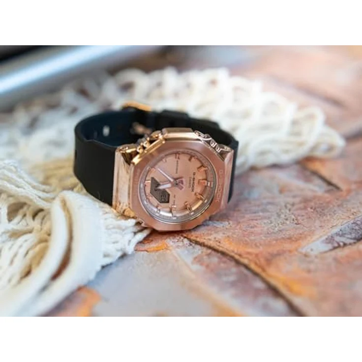 Casio G-Shock Damenuhr Schwarz/Roségold GM-S2110PG-1A4ER, Alarm, Stoppuhr, Im Dunkeln leuchtend – Bild 7