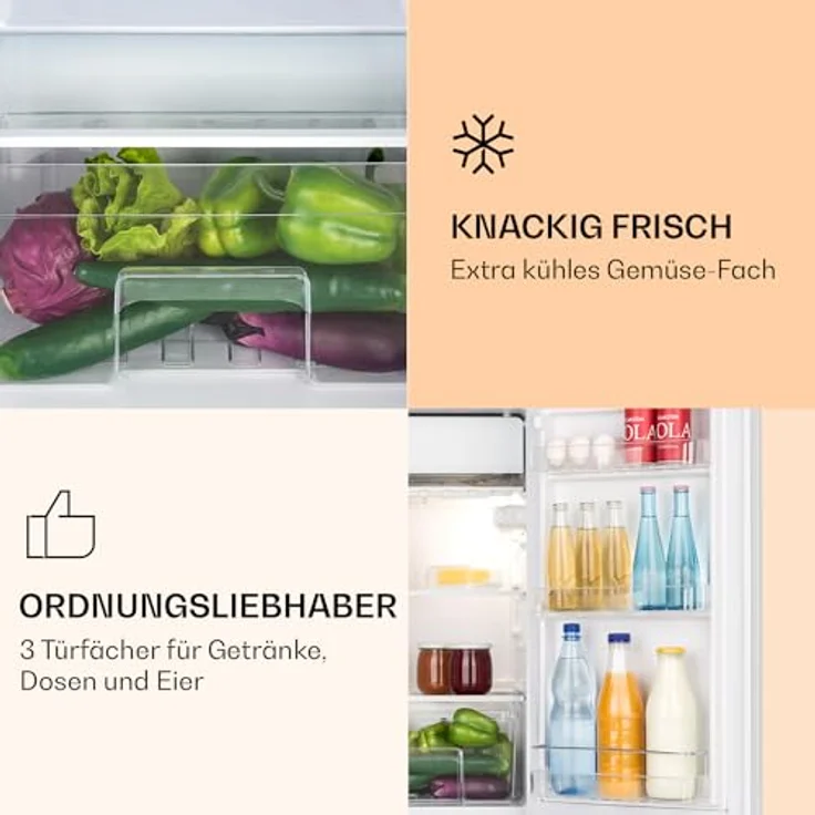 Klarstein Getränkekühlschrank HEA14-Frost-wh-E 10045832, 84 cm hoch, 45 cm breit, Mini Fridge weiß, 91 Liter Fassungsvermögen – Bild 4