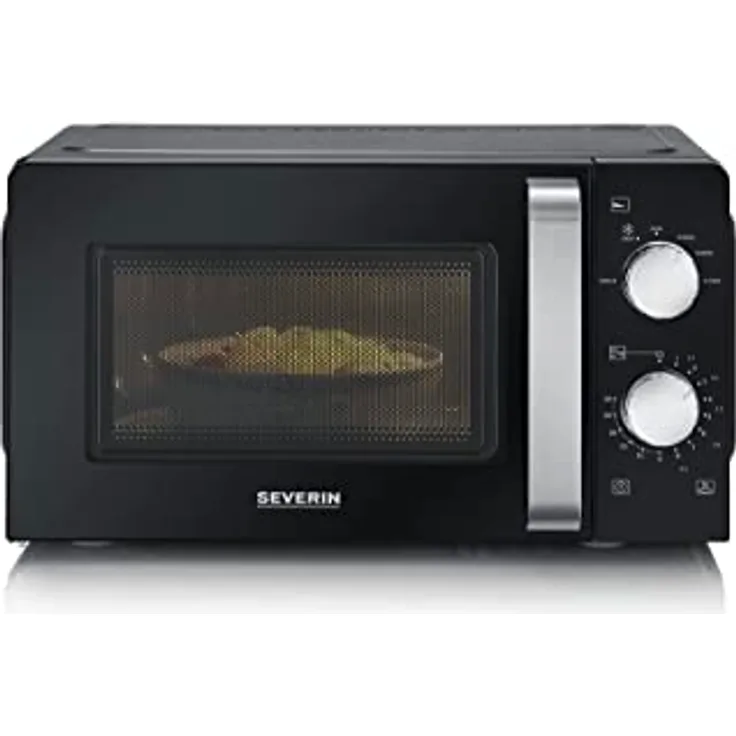 SEVERIN Mikrowelle Solo, Mikrowellengerät zum Auftauen und Erhitzen, Mikrowelle mit Drehteller für gleichmäßige Wärmeverteilung, schwarz, MW 7886