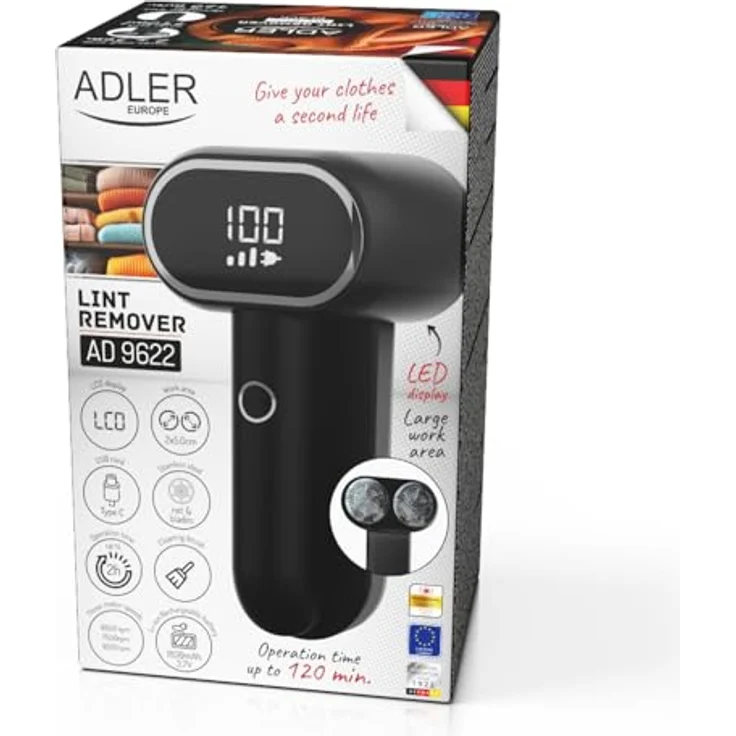 Adler AD 9622 LCD Fusselentferner elektrisch aufladbar Fusselrasierer schwarz – Bild 7