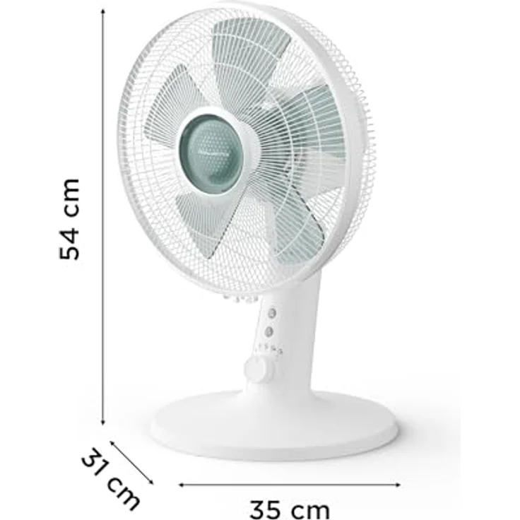 ROWENTA VU2740 Turbo Silence Extreme+ Tischventilator, 20 Watt, leiser Betrieb mit Timer und Oszillation, Weiß – Bild 3
