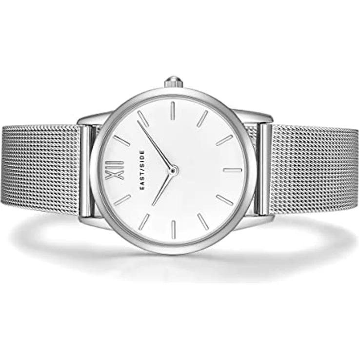 Eastside Damen Uhr analog Japanisches Quarzwerk mit Edelstahl Armband Silber 3 ATM 10080025, stilvolles Design mit Milanaise-Armband – Bild 3