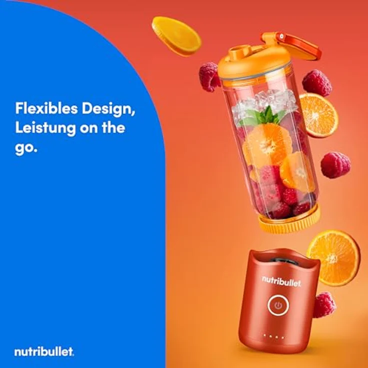 nutribullet Smoothie-Maker NB Flex Portable NBP013OR, elektrischer Standmixer mit 0,59 l Becher, orange, Edelstahl-Mixklinge, USB-C Ladefunktion – Bild 3