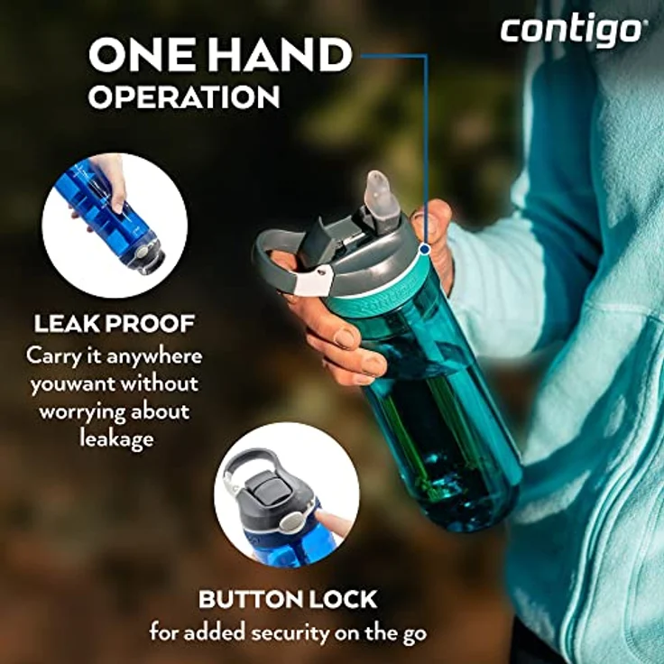 Contigo Cortland Autoseal Wasserflasche, große BPA-freie Trinkflasche, auslaufsichere Sportflasche, spülmaschinenfest, ideal für Sport, Radfahren, Laufen, Wandern, 720 ml – Bild 4