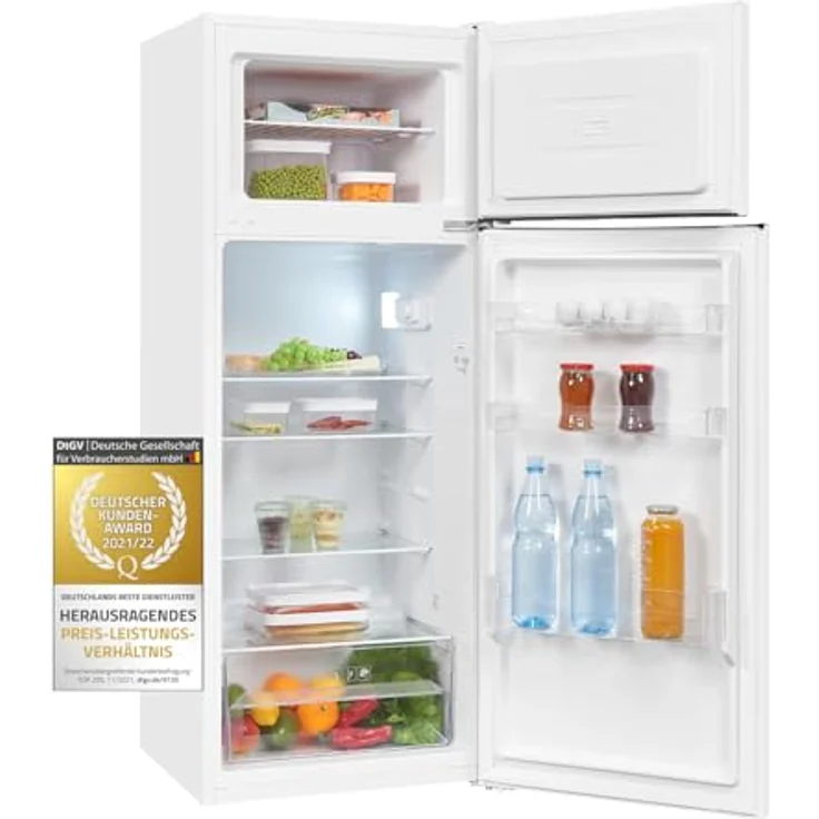 Exquisit Kühl-Gefrierkombination KGC270-45-040D weiss | 206 L Volumen | Kühl-Gefrier-Kombination Türanschlag wechselbar | Temperaturregelung | Kühlgefrierkombination freistehend – Bild 1