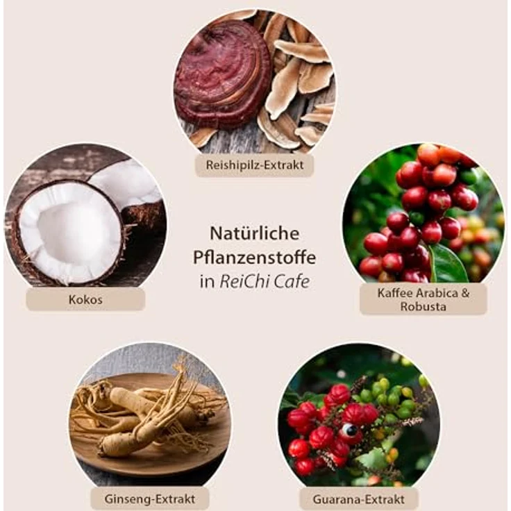 Dr. Jacob's Reichi Cafe Pulver 400 g, exotisch-cremiger Kaffee mit Reishi-Pilz, Kokos, Vitamin B12 & Magnesium, vegan, ohne Zucker – Bild 5