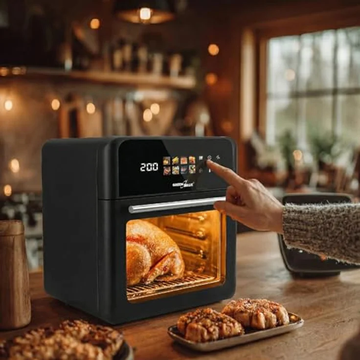 GreenBlue GB950 AIR FRYER, Heißluftfritteuse mit 1800 W, 10 l, 8 Programme, Schwarz, Zubehör inklusive – Bild 9