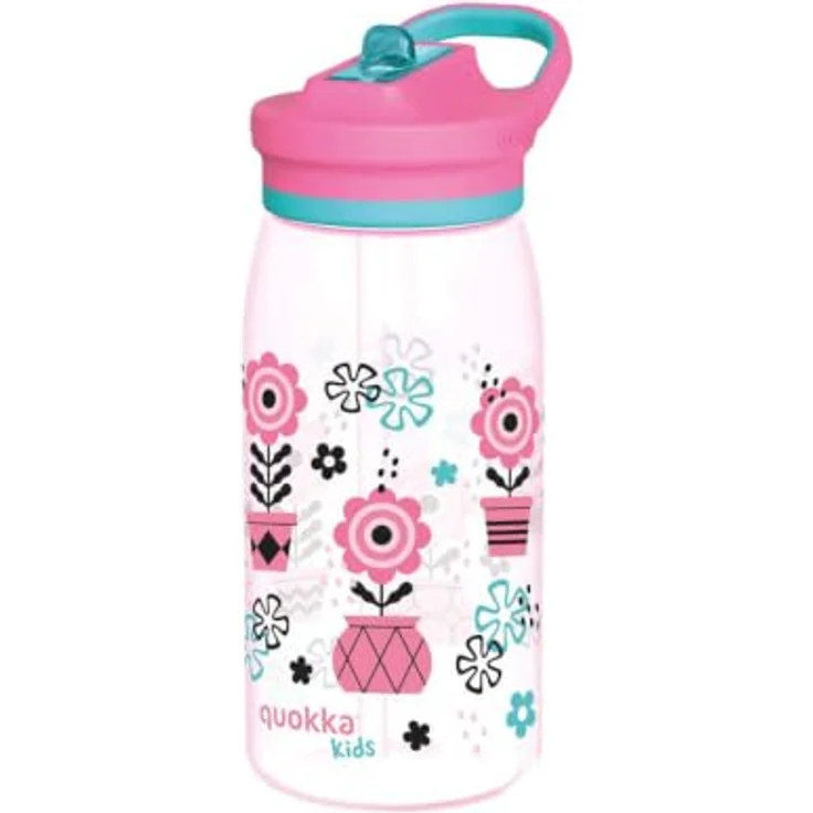 Quokkabottle Quokka Glow Kids Flasche MELODIC FLOWERS, Trinkflasche 580 ml mit Tragekupplung und integriertem Trinkhalm – Bild 1