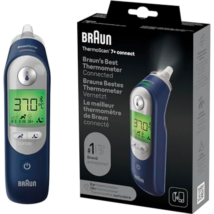 Braun ThermoScan 7+ connect Ohrthermometer, Bluetooth-kompatibel mit Age Precision® Technologie, inkl. 21 Hygiene Caps – Bild 7