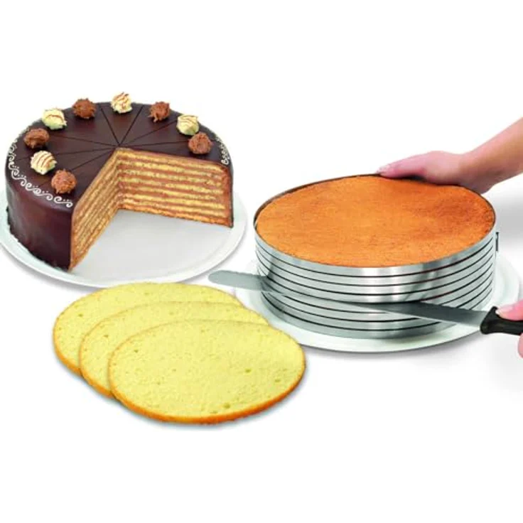Zenker Tortenboden-Schneidhilfe-Set, mit Konditor- bzw. Glasurmesser Patisserie, Profi-Tortenmesser zum Schneiden für Schicht-Torten, Torten-Zubehör aus Edelstahl, Menge: 1 Stück, Farbe: silber – Bild 3