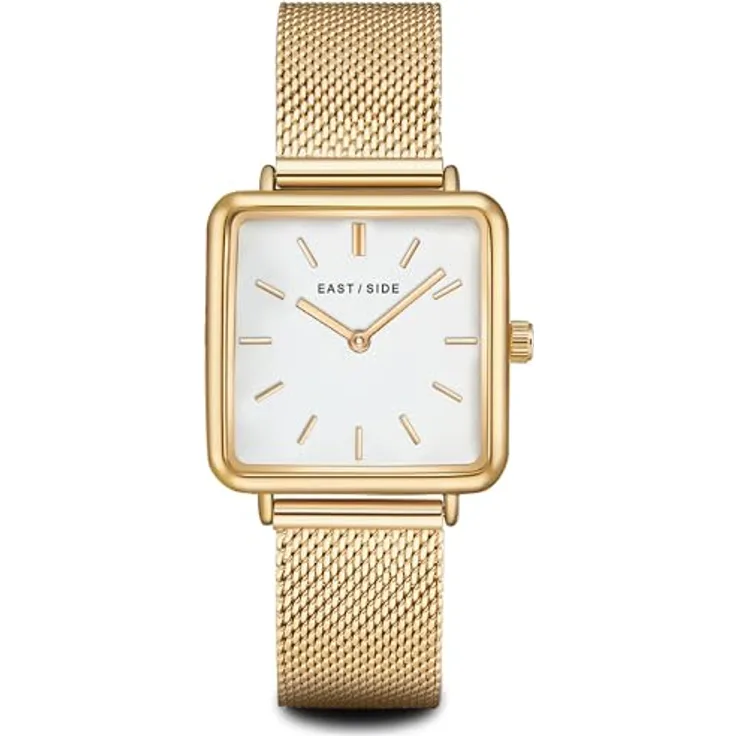 Eastside Damen Uhr analog Japanisches Quarzwerk mit Edelstahl Armband gelbgold 10080059, Stilvolle Damenuhr mit Milanaise-Armband