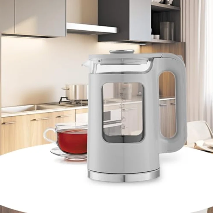 Maestro MR-065, Elektrischer Glas-Wasserkocher 1,7l, 2200W, grau, mit Wasserstandsanzeige und LED-Beleuchtung – Bild 4