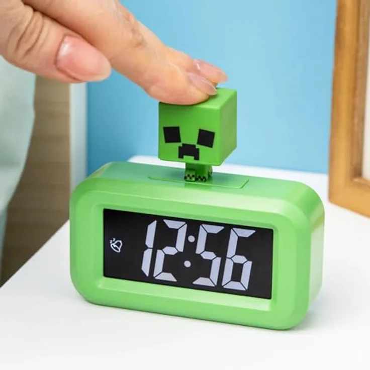 Paladone Creeper Minecraft Tischwecker, Grün, digital mit Schlummerfunktion und kompaktem Design – Bild 2