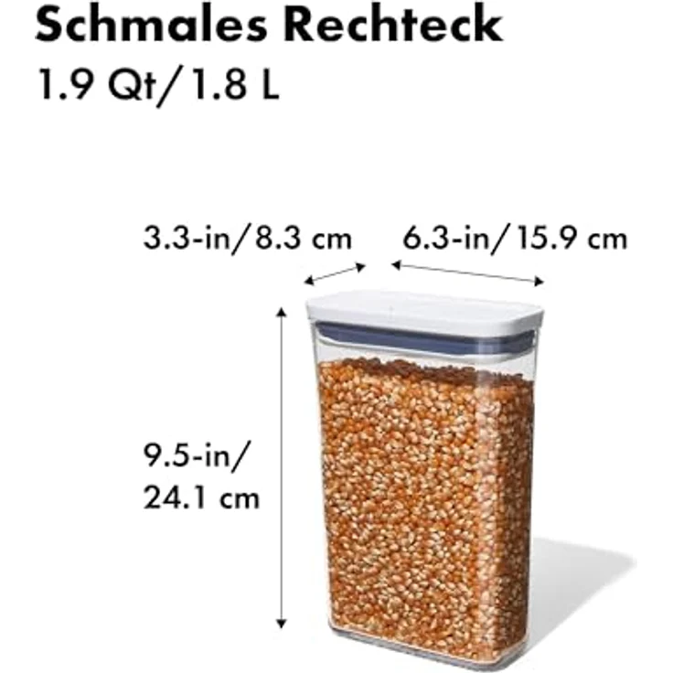 OXO Good Grips POP-Behälter ? luftdichte, stapelbare Aufbewahrung von Lebensmitteln ? 1,8 L für Snacks und mehr – Bild 2
