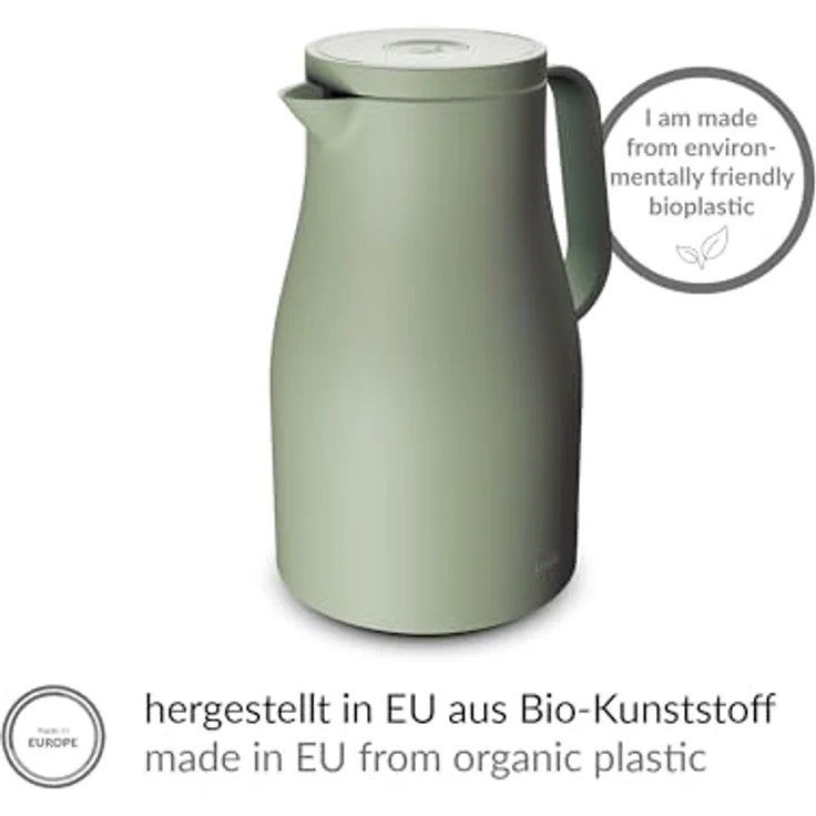 Alfi Isolierkanne ECONSCIOUS, 1 l, Hartglaseinsatz, Biokunststoff, 12h heiß & 24h kalt, Drehverschluss mit Druckknopf – Bild 5