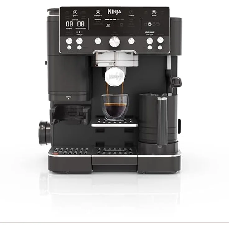 Ninja Luxe Café Premier ES601EUBK, Siebträgermaschine mit integriertem Kegelmahlwerk, Dual Froth System und automatischer Getränkeanpassung, Schwarz – Bild 1