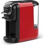 Schneider 4-in-1 Kaffeemaschine - Kaffee Kapselmaschine für Nespresso, Dolce Gusto und gemahlenen Kaffee, Kaffeepads, Schnellbrühsystem, 19 bar Hochdruckpumpe, Tropfschale & 0,6 l Wassertank, rot