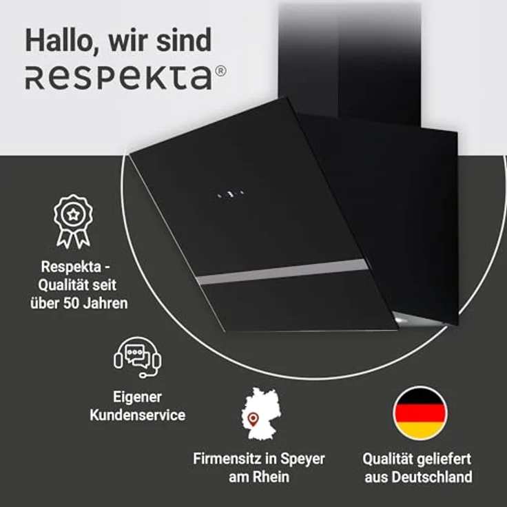 Respekta CH24080SM Kopffreihaube, Wandmontage, schwarz – Bild 9