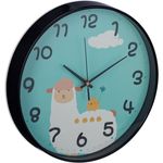 relaxdays Wanduhr Lama für Kinder, Dekorative Kinderzimmer-Wanduhr mit Alpaka-Motiv, Blau/Schwarz, Batteriebetrieben