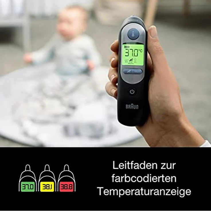 Braun ThermoScan 7 Ohrthermometer mit Age Precision IRT6520B inkl. 21 Einwegschutzkappen, schwarz – Bild 5