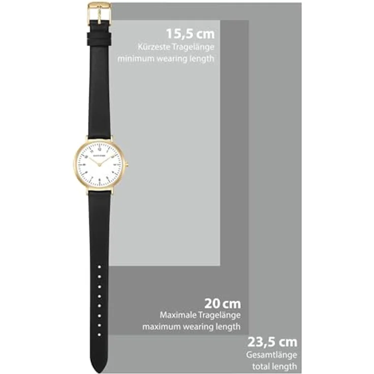Eastside Damen Uhr 10080077, Analog Quarzwerk mit schwarzem Echtlederarmband, 32,1 mm Gehäuse, spritzwassergeschützt – Bild 2