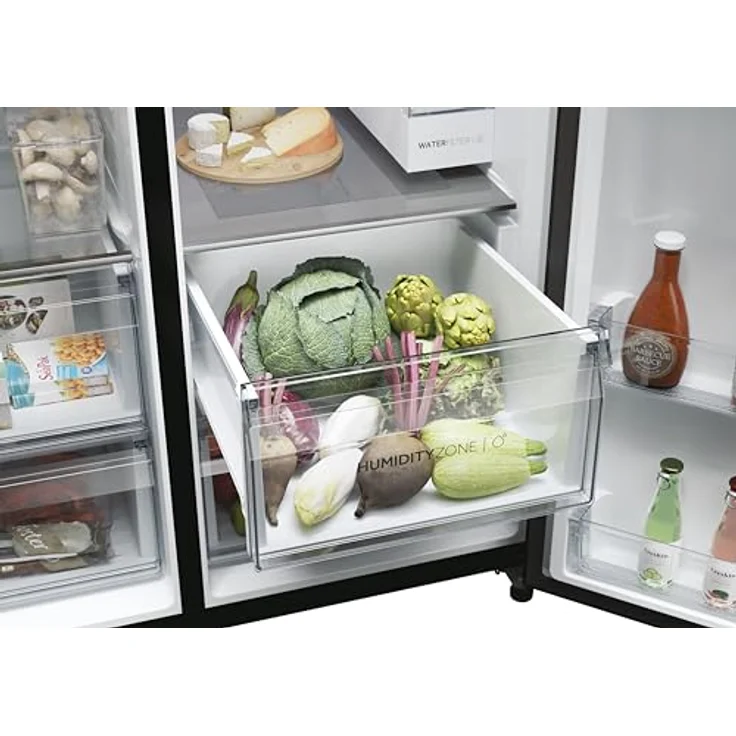 Haier Side by Side 90 SERIE 7 HSW79F18DIPT Kühl-Gefrierkombination/XXL Nutzinhalt/Total No Frost/Wasser- & Eiswürfeldispenser/hOn App/Daylight/HumidityZone/Inverter Kompressor/Schwarz – Bild 5