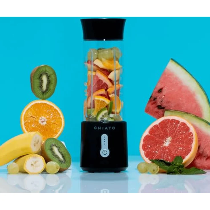 CHiATO BlendPLAY, Akku-Smoothie-Maker mit 500 ml Fassungsvermögen, tragbar und USB-C Ladeanschluss, Schwarz – Bild 4