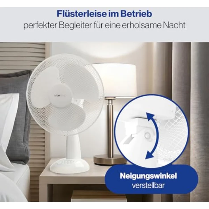 Clatronic VL 3602 Tischventilator 30 cm Durchmesser, oszillierend, 3 Geschwindigkeitsstufen, Neigungswinkel verstellbar, weiß – Bild 3