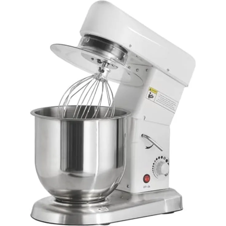 GastroHero Planetenrührwerk 7L, Teigknetmaschine für 750g Teig, Edelstahlkessel, 302 U/min, 500 W Leistung, inkl. Rührbesen und Knethaken