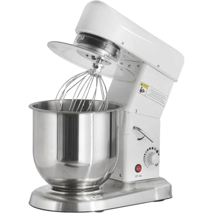 GastroHero Planetenrührwerk 7L, Teigknetmaschine für 750g Teig, Edelstahlkessel, 302 U/min, 500 W Leistung, inkl. Rührbesen und Knethaken – Bild 1