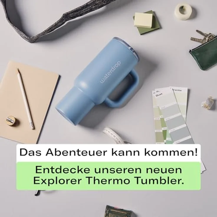 waterdrop® Thermobecher mit Strohhalm 1,1L – Auslaufsichere Edelstahltrinkflasche mit doppelwandiger Vakuumisolierung, hält Getränke bis zu 12 Stunden kalt – Bild 5