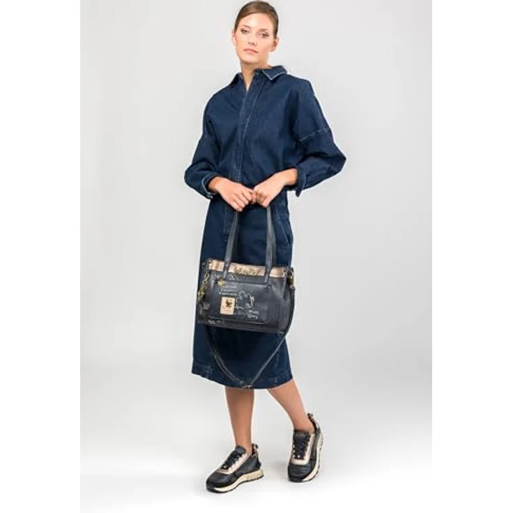 Anekke Umhängetasche Shoulder Bag, Multicolor (dunkelblau/taupe/beige), mit Zipper, 30 cm breit, verstellbarem Schulterriemen und geräumigem Hauptfach – Bild 4